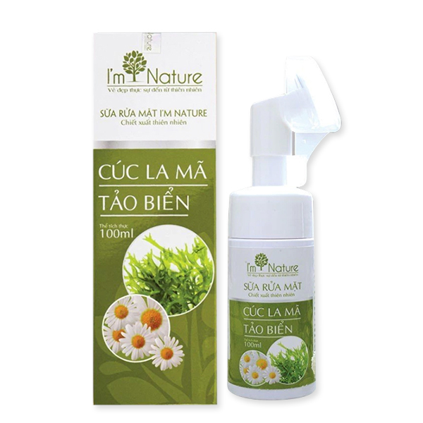 Sữa rửa mặt cúc la mã, tảo biển I'm Nature đầu cọ silicone 100ml